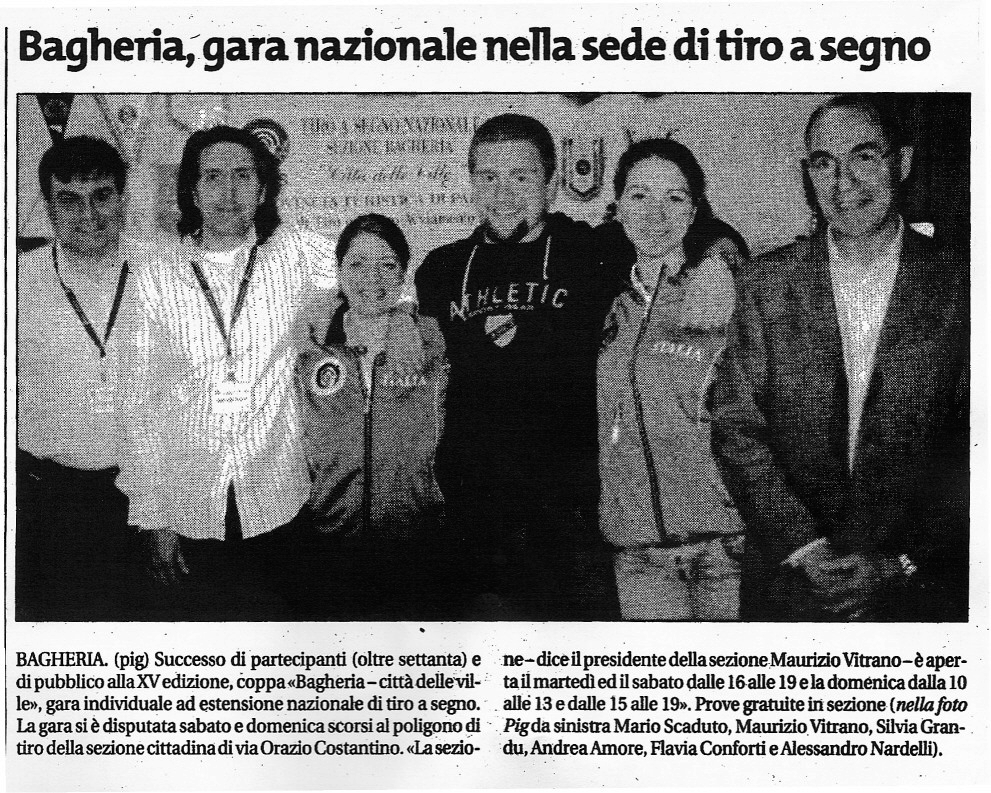 Ritaglio stampa: Bagheria gara nazionale nella sede di tiro a segno