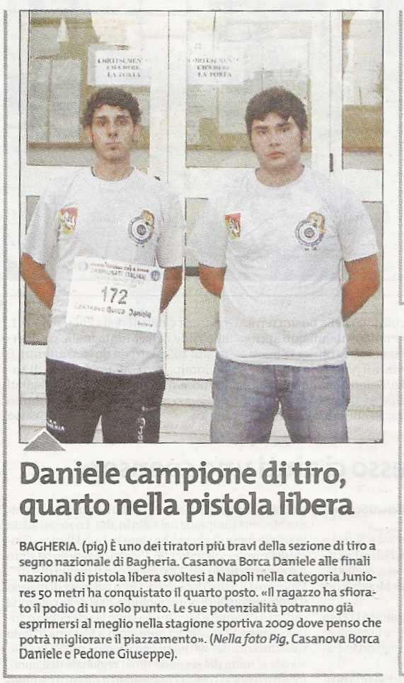 Ritaglio stampa: Articolo del gds su Daniele Casanova