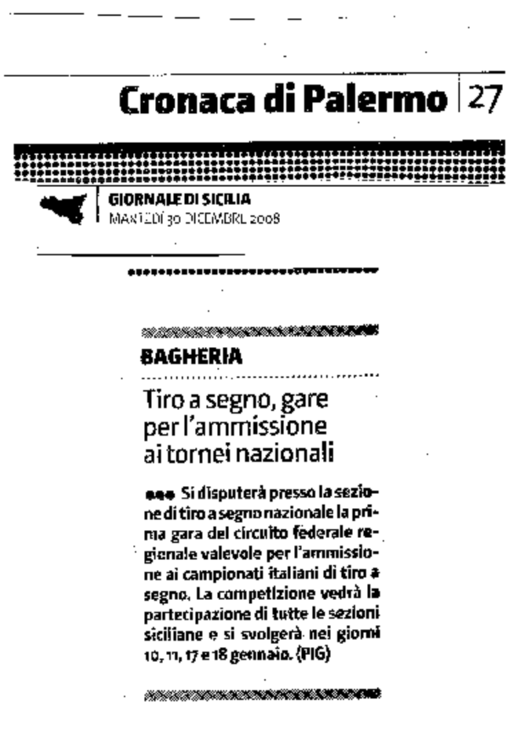 Ritaglio stampa: Tiro a segno, gare per l'ammissione ai tornei nazionali